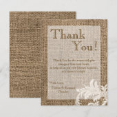 4x5 FLAT Dank u kaart Burlap Kant Country Wester (Voorkant / Achterkant)