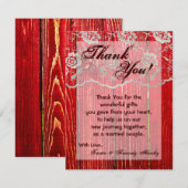 4x5 FLAT Dank u kaart Country Lace Red Wash Wood (Voorkant / Achterkant)