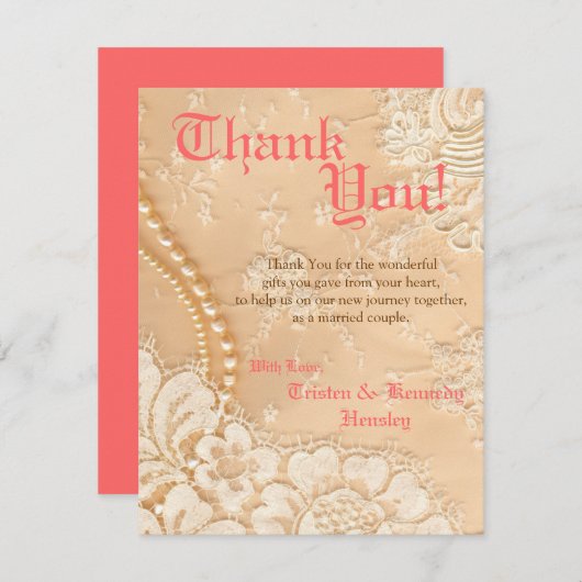 4x5 FLAT Dank u kaart Country Lace Victoriaans (Voorkant / Achterkant)