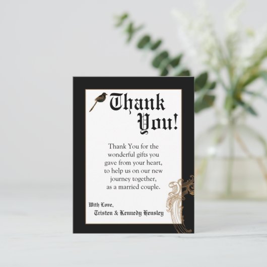 4x5 FLAT Dank u kaart Formele Tortelduifjes Duif (Staand voorkant)