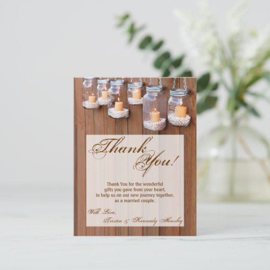 4x5 FLAT Dank u kaart Mason Jar Kaarslicht Ni (Staand voorkant)