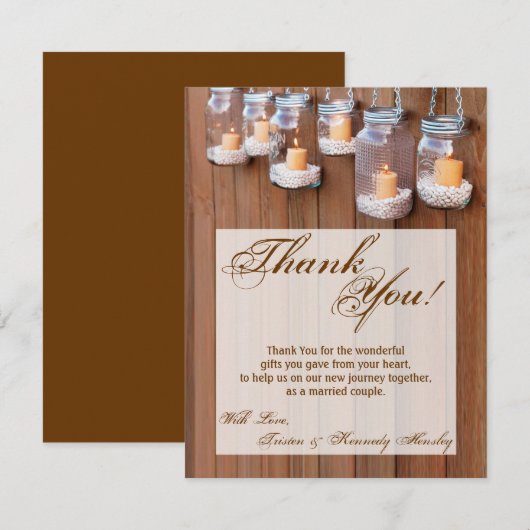 4x5 FLAT Dank u kaart Mason Jar Kaarslicht Ni (Voorkant / Achterkant)