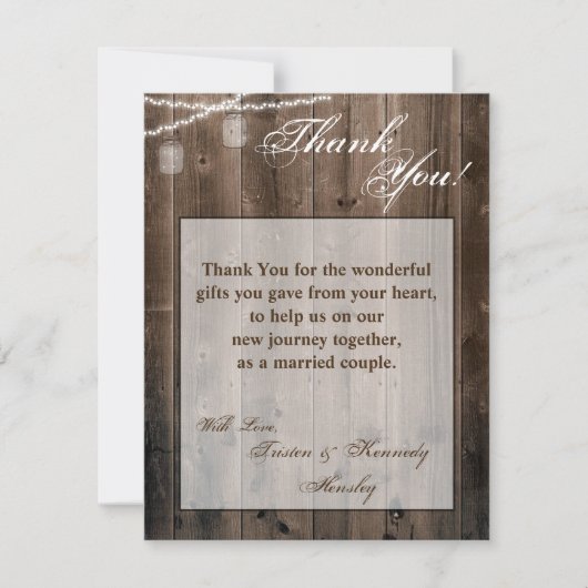 4x5 FLAT Dank u kaart Mason Jar String Lights (Voorkant)