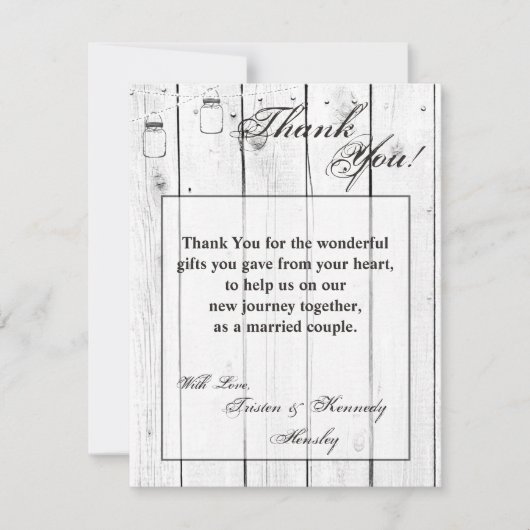 4x5 FLAT Dank u kaart Mason Jar String Lights (Voorkant)