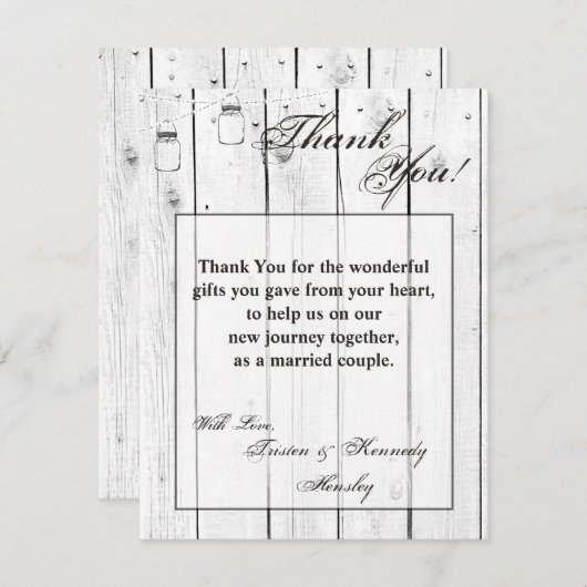 4x5 FLAT Dank u kaart Mason Jar String Lights (Voorkant / Achterkant)