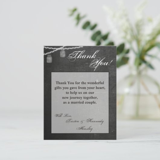 4x5 FLAT Dank u kaart Mason Jar String Lights (Staand voorkant)