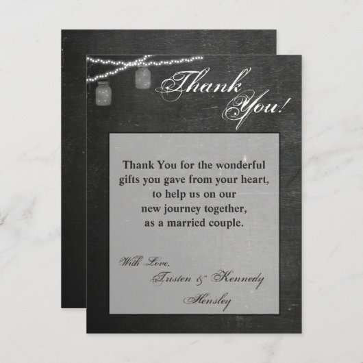 4x5 FLAT Dank u kaart Mason Jar String Lights (Voorkant / Achterkant)