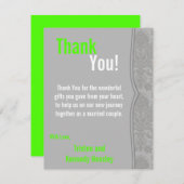 4x5 FLAT Dank u kaart Modern grijs Damask Kant (Voorkant / Achterkant)