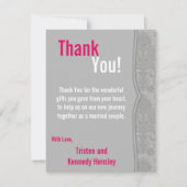 4x5 FLAT Dank u kaart Modern grijs Damask Kant (Voorkant)