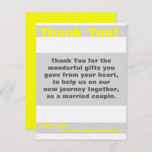 4x5 FLAT Dank u kaart Modern Neon Stripe Geel (Voorkant / Achterkant)