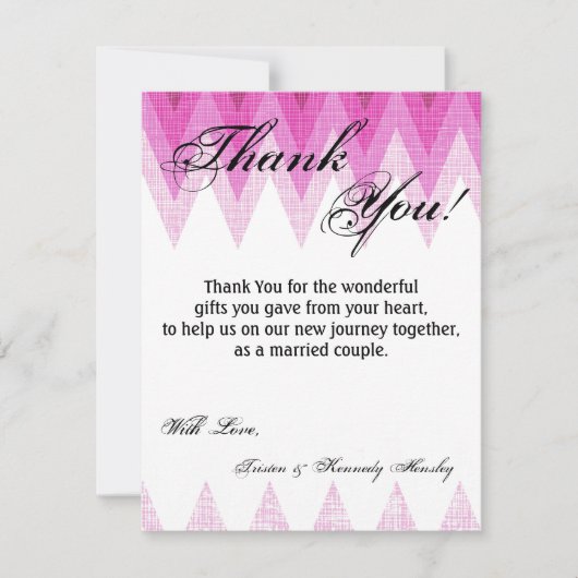 4x5 FLAT Dank u kaart Ombre Roze Chevron (Voorkant)