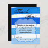 4x5 FLAT Dank u kaart Ombre Streep Blauwe lijn FAD (Voorkant / Achterkant)