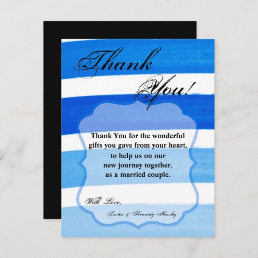 4x5 FLAT Dank u kaart Ombre Streep Blauwe lijn FAD (Voorkant / Achterkant)