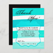 4x5 FLAT Dank u kaart Ombre Streep Blauwgroen lijn (Voorkant / Achterkant)