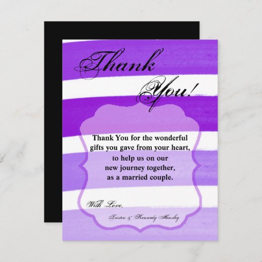 4x5 FLAT Dank u kaart Ombre Streep Paarse lijn (Voorkant / Achterkant)