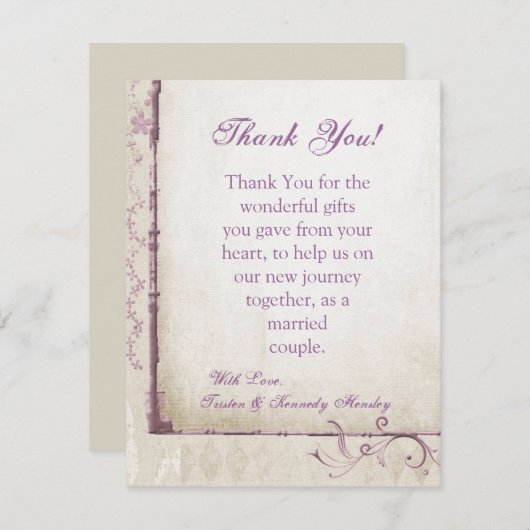 4x5 FLAT Dank u kaart Paarse lente Bloemen (Voorkant / Achterkant)