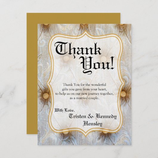 4x5 FLAT Dank u kaart Pintuck Stof Tay (Voorkant / Achterkant)