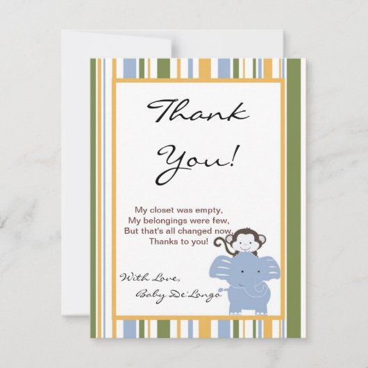 4x5 FLAT Dank u kaart Safari Vrienden (Voorkant)