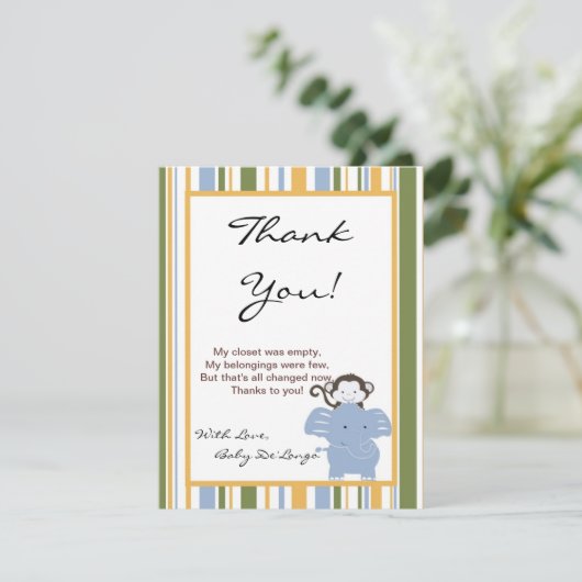 4x5 FLAT Dank u kaart Safari Vrienden (Staand voorkant)