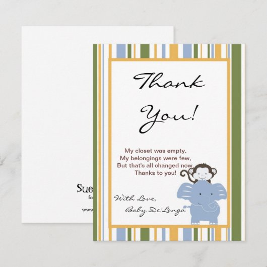 4x5 FLAT Dank u kaart Safari Vrienden (Voorkant / Achterkant)