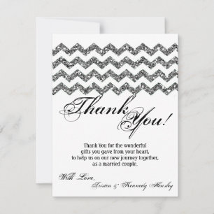 4x5 FLAT Dank u kaart Silv Glitter Chevron Strip