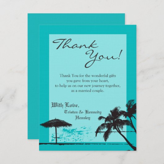 4x5 FLAT Dank u kaart Strand Breeze Oceaanwater (Voorkant / Achterkant)