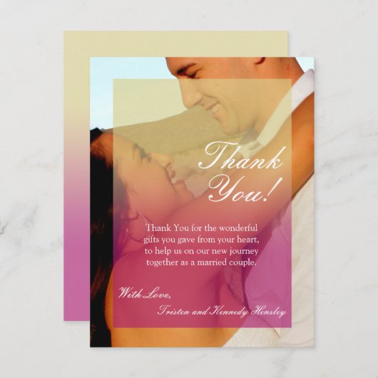 4x5 FLAT Dank u kaart Sunset Fade Pink Tan Foto (Voorkant / Achterkant)