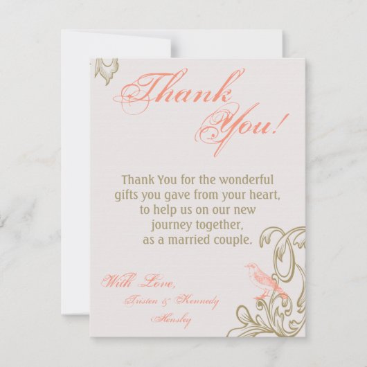 4x5 FLAT Dank u kaart Victoria Love Bird (Voorkant)