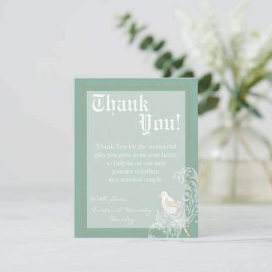 4x5 FLAT Dank u kaart  Victoria Love Bird (Staand voorkant)