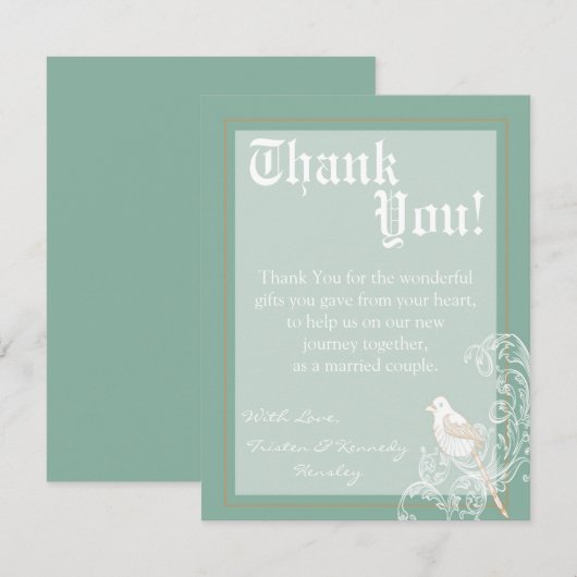 4x5 FLAT Dank u kaart  Victoria Love Bird (Voorkant / Achterkant)