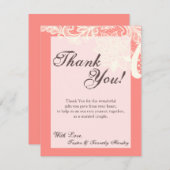 4x5 FLAT Dank u kaart  Victoriaans Kant Cor (Voorkant / Achterkant)