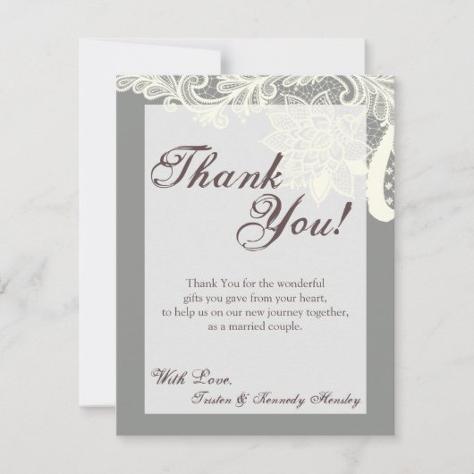 4x5 FLAT Dank u kaart Victoriaans kant Gre (Voorkant)