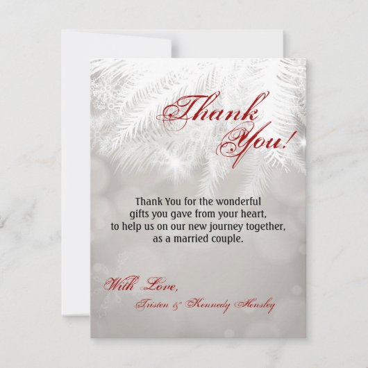 4x5 FLAT Dank u kaart Winter White Pine Tree Nee (Voorkant)