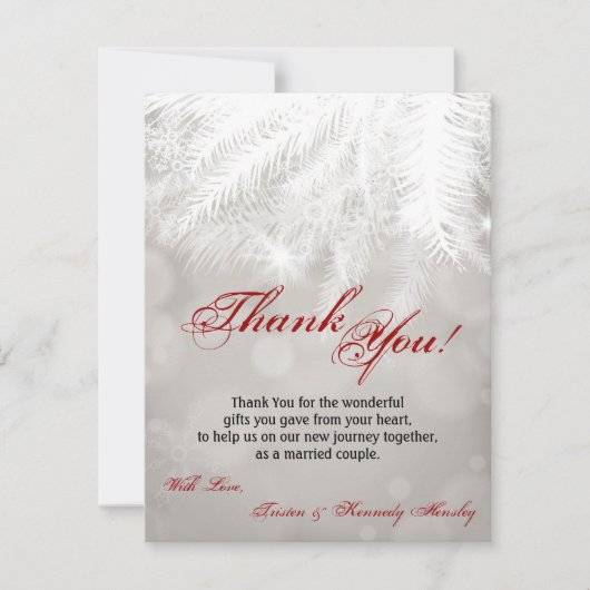 4x5 FLAT Dank u kaart Witte Pine naalden Winter (Voorkant)