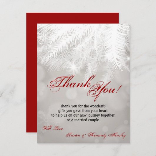 4x5 FLAT Dank u kaart Witte Pine naalden Winter (Voorkant / Achterkant)