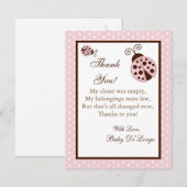 4x5 FLAT Dank u voor de kaart Roze Ladybug (Voorkant / Achterkant)
