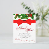 4x5 FLAT Dank u wel Baughs Holly Berry Christm Bedankkaart (Staand voorkant)