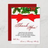 4x5 FLAT Dank u wel Baughs Holly Berry Christm Bedankkaart (Voorkant / Achterkant)