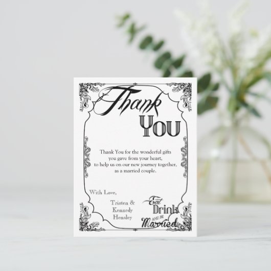 4x5 FLAT Hartelijk dank. De Drink van uw creditcar Bedankkaart (Staand voorkant)