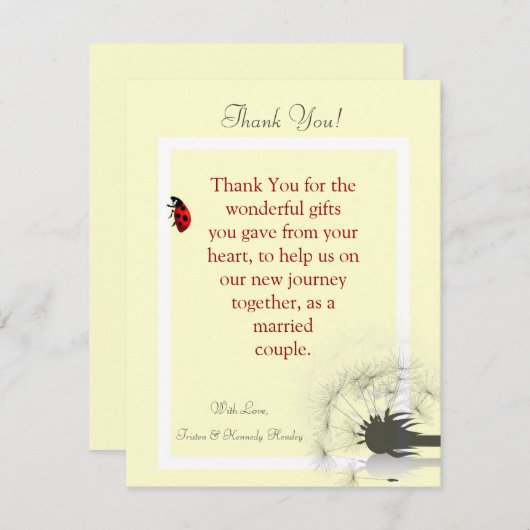 4x5 FLAT Hartelijk dank. Gele kaart en Lady Bug (Voorkant / Achterkant)