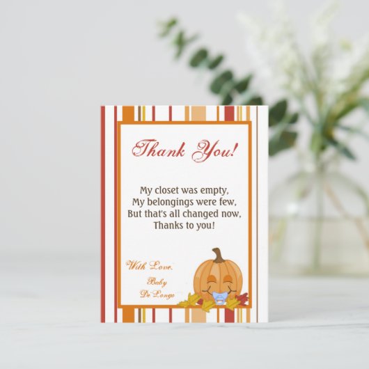 4x5 FLAT - Hartelijk dank - Herfst herfst pomkin-B Bedankkaart (Staand voorkant)