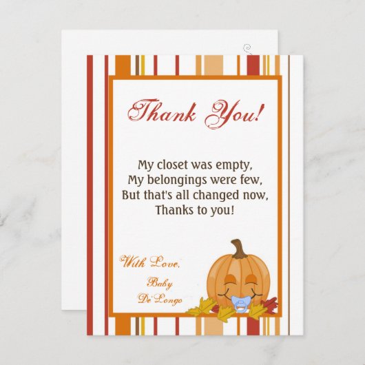 4x5 FLAT - Hartelijk dank - Herfst herfst pomkin-B Bedankkaart (Voorkant / Achterkant)