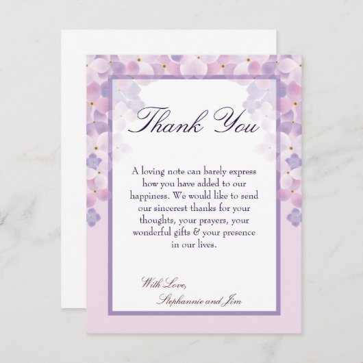 4x5 FLAT - Hartelijk dank - Kaart Paarse hydrangea (Voorkant / Achterkant)