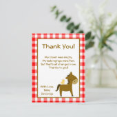 4x5 FLAT Hartelijk dank! Kaart Rode Barn Farm Anim (Staand voorkant)