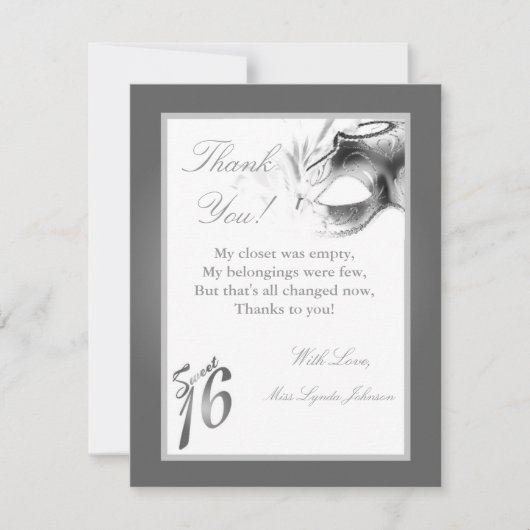 4x5 FLAT - Hartelijk dank, kaart Sweet 16 Silver P (Voorkant)