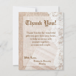 4x5 FLAT - Hartelijk dank - Landkaart Lace Handker Bedankkaart