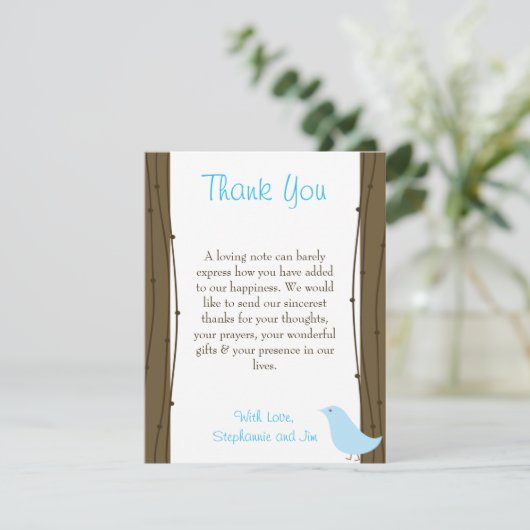4x5 FLAT - Hartelijk dank - Tortelduifjes voor uw  Bedankkaart (Staand voorkant)