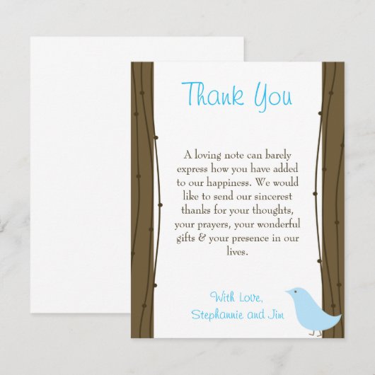 4x5 FLAT - Hartelijk dank - Tortelduifjes voor uw  Bedankkaart (Voorkant / Achterkant)