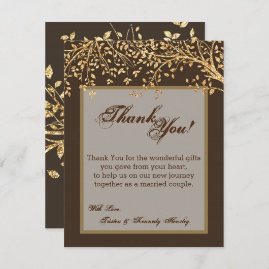 4x5 FLAT - Hartelijk dank voor de Gold Foil Autumn Bedankkaart (Voorkant / Achterkant)