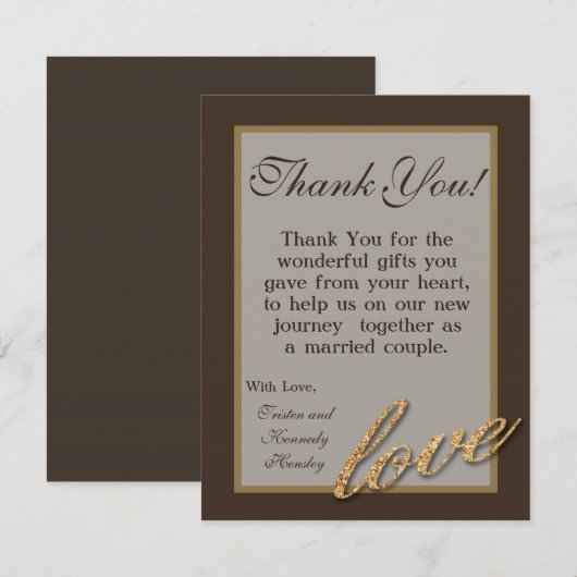 4x5 FLAT - Hartelijk dank voor de Gold Foil Glitte Bedankkaart (Voorkant / Achterkant)